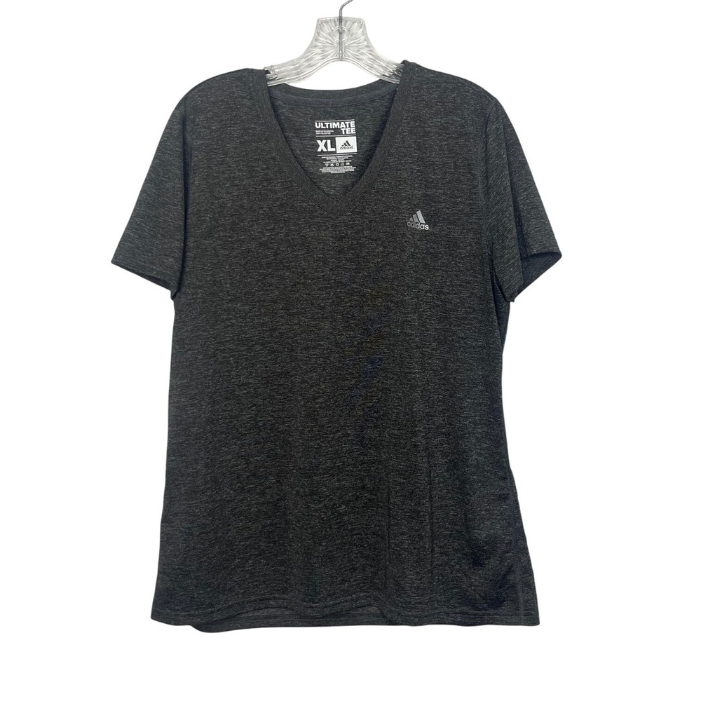 Adidas Ultimate Tee Women XL Grey Heather V-Neck Short Sleeve Activewear Shirt